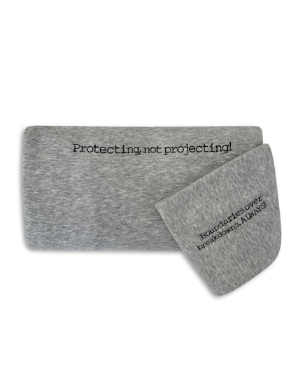 Gray headband and pouch set with text on a white background. inclusive sizes embroidered apparel
oversized unisex embroidered hoodies
mental health message clothing
worldwide shipping embroidered garments
empowering embroidered clothing fleece