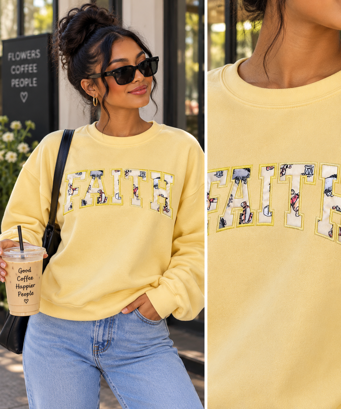 FAITH (Makes me confident) Crewneck Sweat Embroidered Appliqué