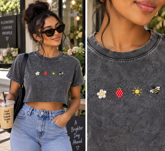 Doodles Embroidered Croptop Tee